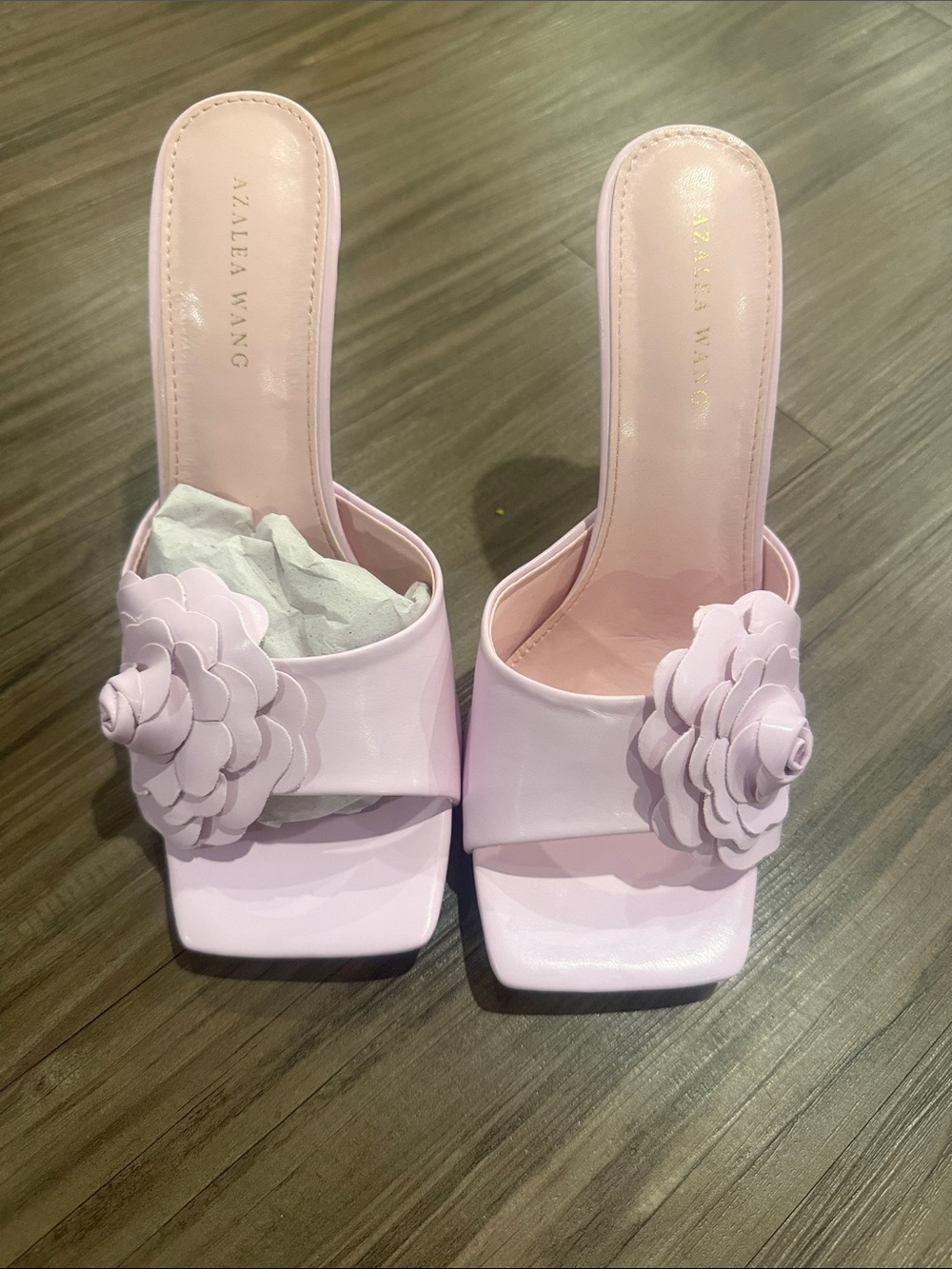 Azalea wang Pink Floral Square-Toe Slide Heels
